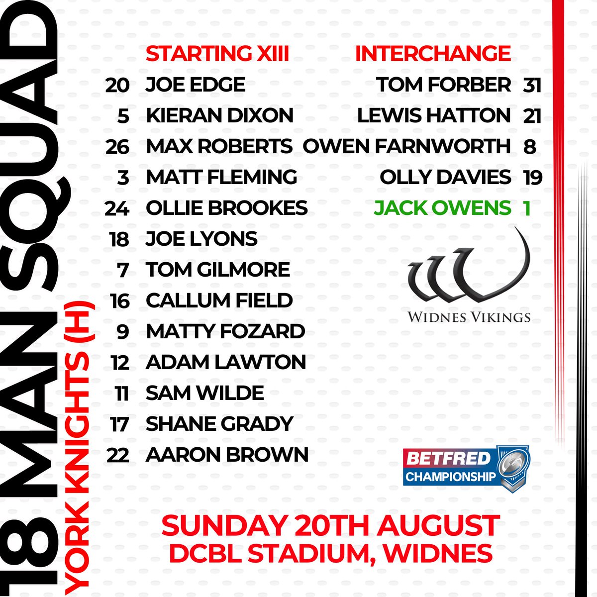 WidnesRL's tweet photo. 📋 TEAM NEWS

Today's line-up locked in! 🔒

Let's do this, Vikings! ⚫⚪ 💪

#WidnesVikings #COYV https://t.co/Fup17jYY5c