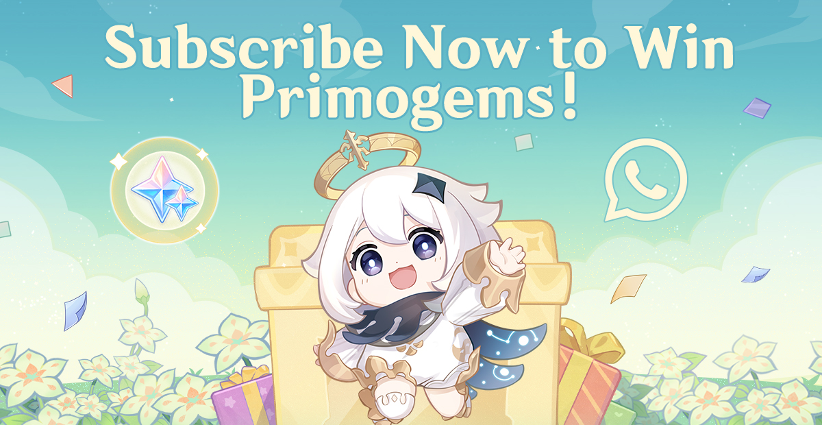GenshinImpact's tweet photo. Genshin Impact is now available on WhatsApp! #GenshinImpact

Participate in the event to win Primogems by sending "WhatsApp Subscription Primogems Event" to the official Genshin Impact WhatsApp account! 

Go to the official Genshin Impact WhatsApp account: https://t.co/mfSqBoOBt4 https://t.co/q1KbUgUk6P