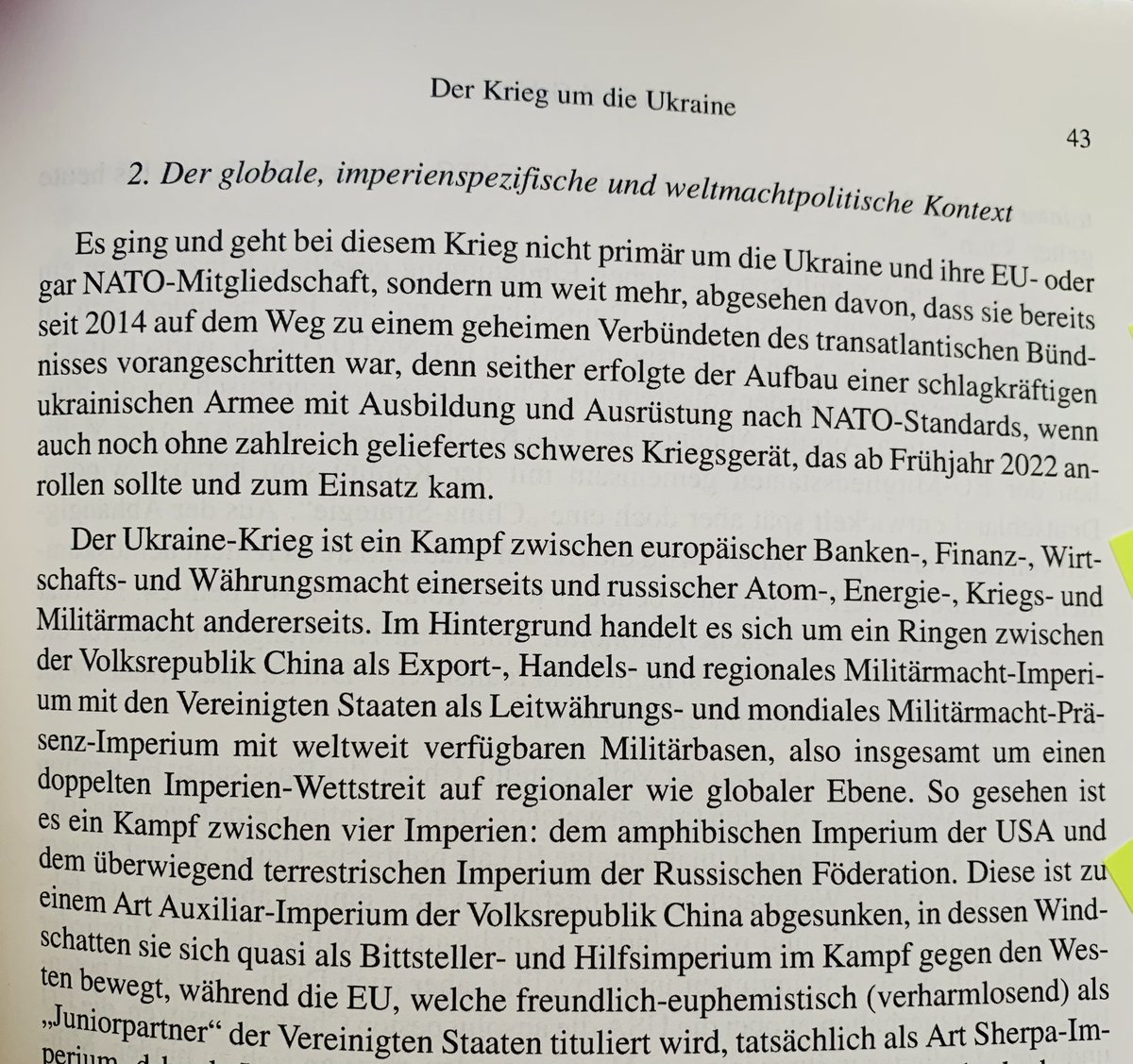 Extensiver „Essay“, faktisch eine zeitgeschichtliche Dokumentation, geopolitsche Analyse und imperiumskategoriale Deutung de „Krieges um die Ukraine“ im grad erschienenen JAHRBUCH POLITISCHES DENKEN 2022 durch Michael Gehler.