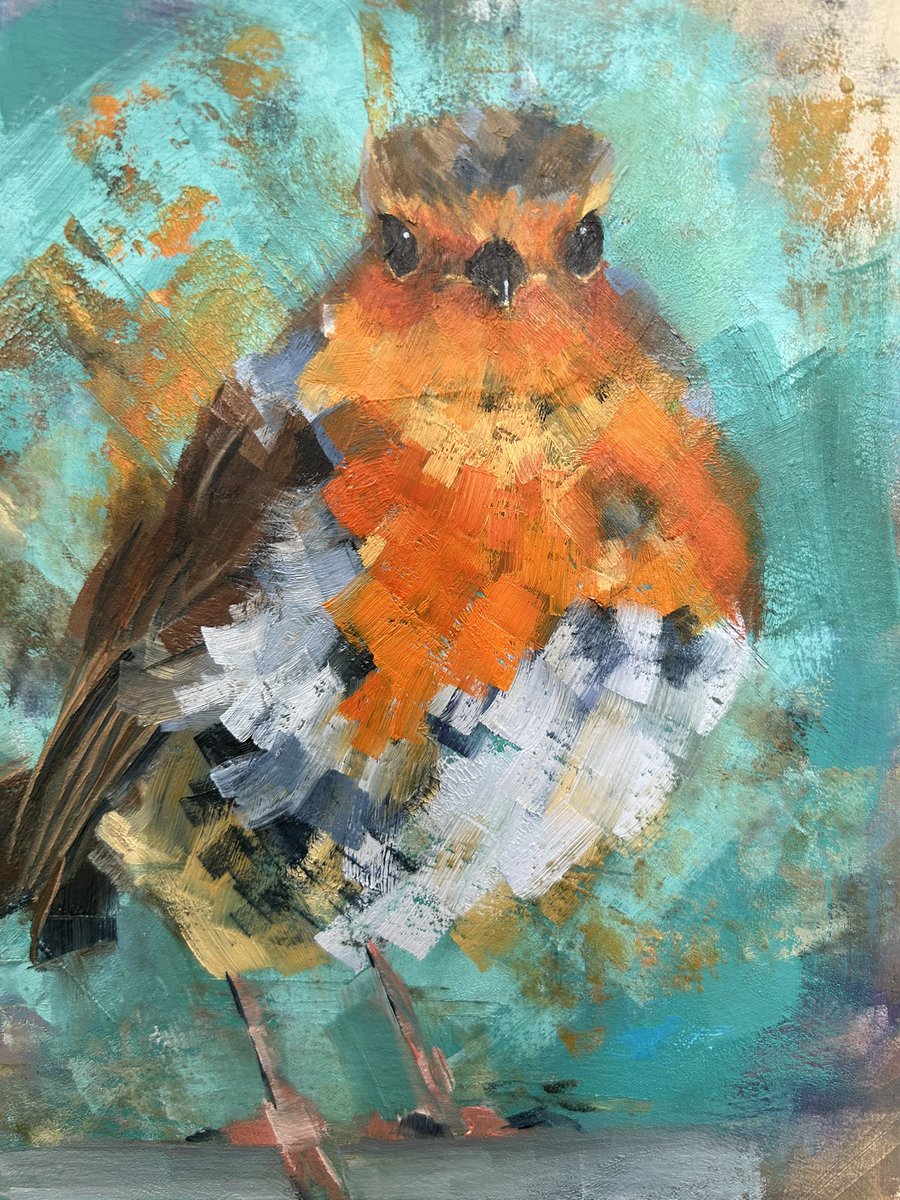 It’s quite intimidating painting her under that glare. 

#birds #birdpainting #art #workinprogess #robins