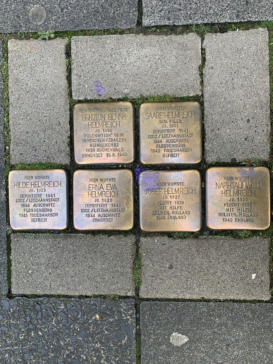 hellomarklewis's tweet photo. My German host mother, from when I was an exchange student, has been sending me fotos of Stolperstein remembrances when she comes across them — https://t.co/flQ6GYIOVz