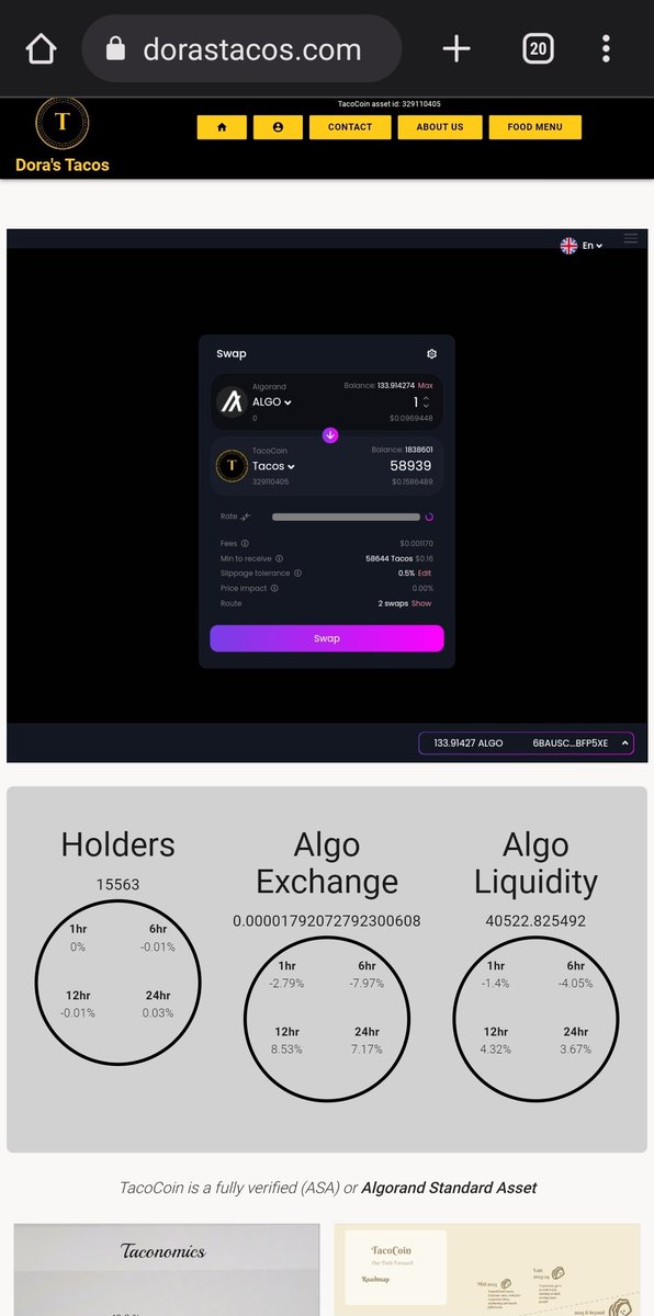 taco_coin's tweet photo. Get your swaps on now ↔️

https://t.co/w96iIntuqL

Try our DEX.

FLEX IT: Post a screenshot of your trade below!

#algofam #algo #algorand #algoASAs #AlgoDEX #Crypto #DEX 

@ULTRADE_org https://t.co/VR7bZwnKZ8