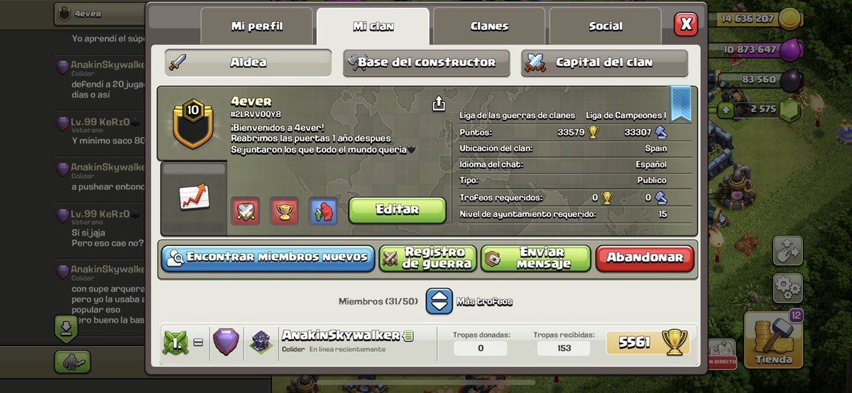 Después de 1 año cerrado, volvemos a abrir el clan con las pilas cargadas🏆🥇 
Si te gusta pushear y las guerras… 🔜