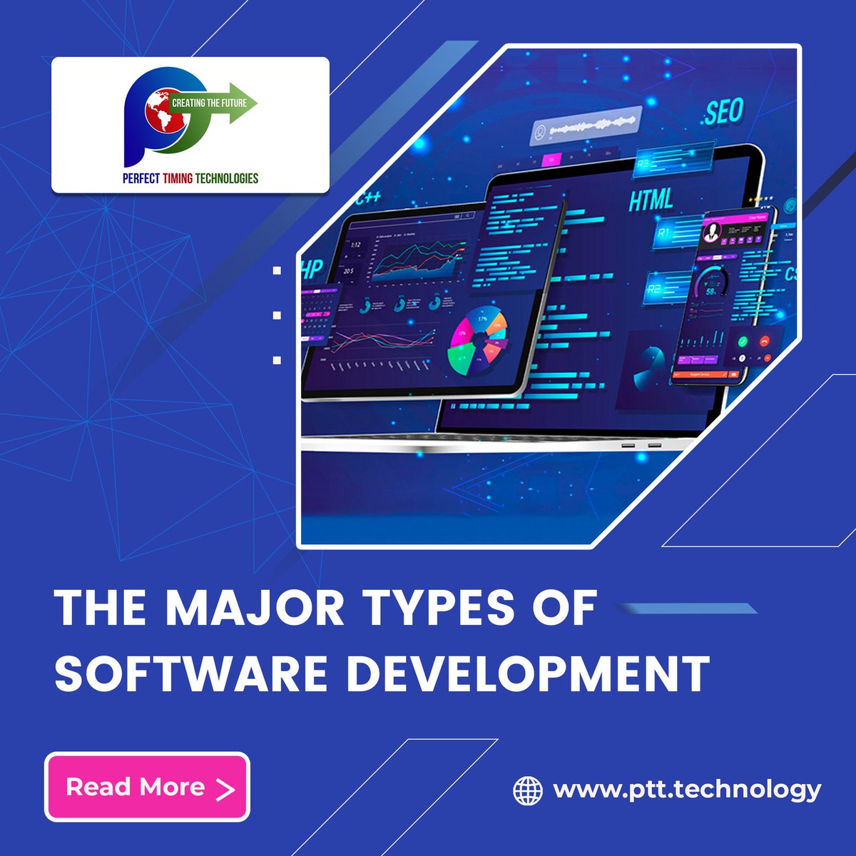 pttglobal's tweet photo. THE MAJOR TYPES OF SOFTWARE DEVELOPMENT

Read here:  https://t.co/JmxxqlSe1k

#PTT #PTH #webdevelopment #trendingnews #techtrends #perfecttimingtechnologies #technologytrends #technology #techdaily #interestingtechnology #technologysolutions #tech #cybersecurity #techie #techno https://t.co/gV7XuXqhO9
