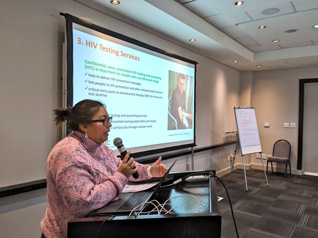 .@UNODC_HIV Day 3 - Stimulants training in progress discussing #Overdoseprevention and management, critical enablers - supportive laws & policies, community empowerment, #stigma and #discrimination, addressing #GBV, provide #alternatives to incarceration