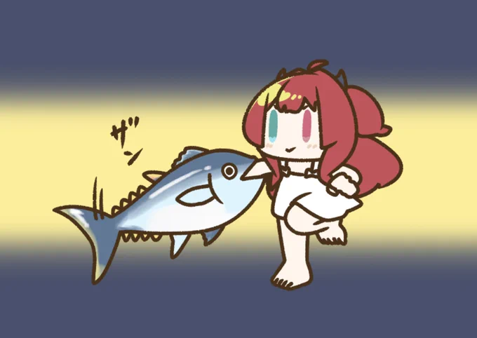 ロアちゃんとマグロブレードロアちゃんはマグロ好きだけどマグロて武器にするのにいいと思うんだロアちゃん防犯用にマグロ買ってみない?マグロあれば強くなれる!そしてお腹が空けば食べてよし!ロアちゃんマグロ買お!ロアちゃんに美味しいマグロを〜今日のご飯チーズタッカルビ #ロアート 