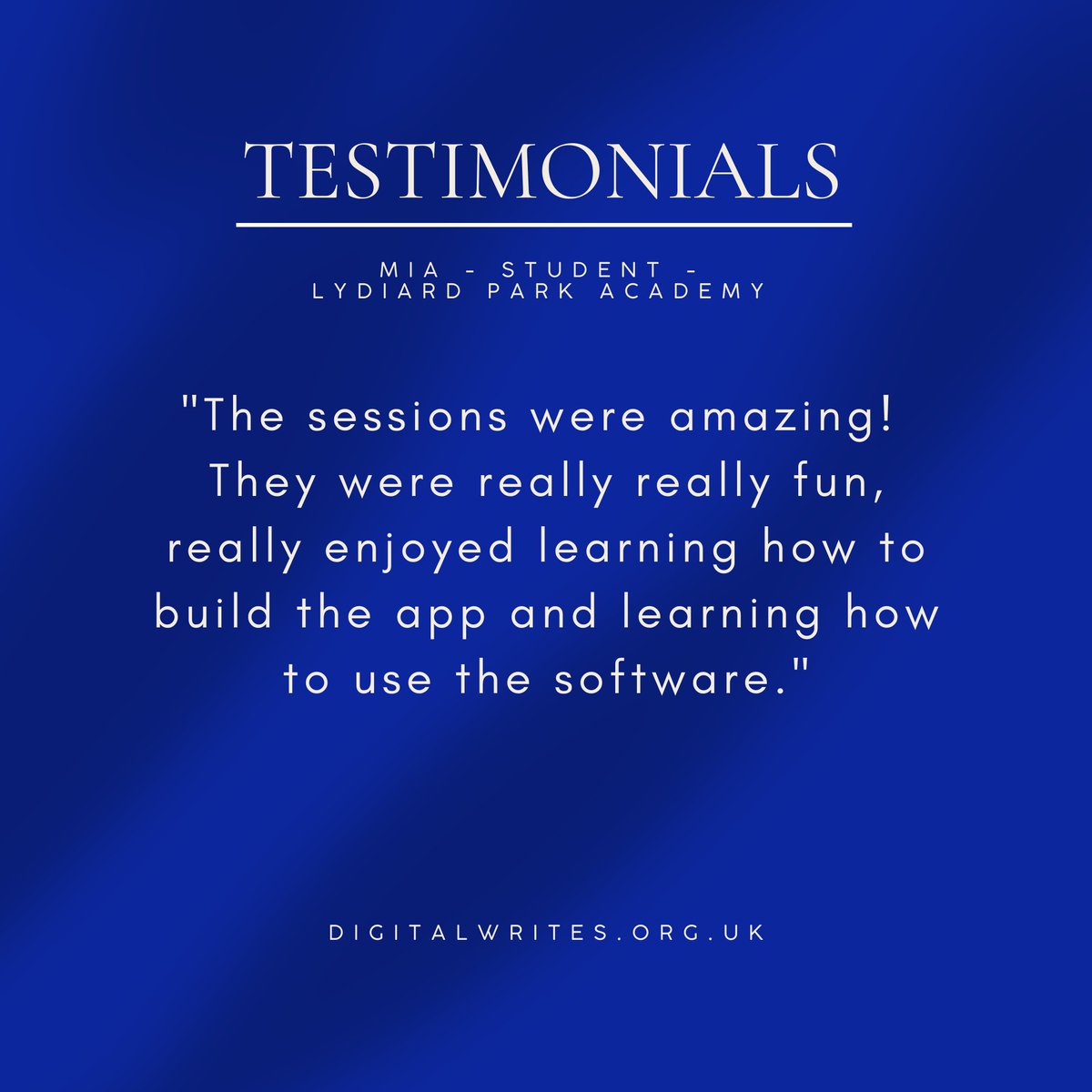 For our final set of stories,  we hear from some students from Lydiard Park Academy. Without these amazing creatives, we wouldn't have the Digital Writes that we know and love today!