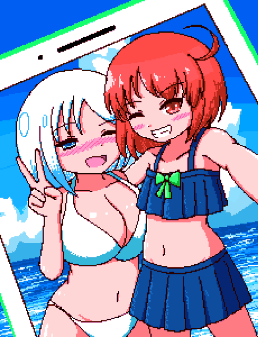 うちの子水着ツーショット 