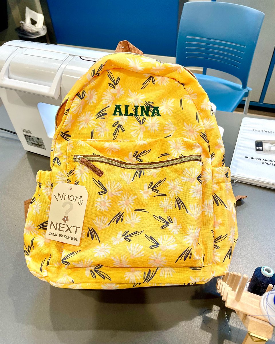 ahml's tweet photo. This mom & daughter came to the #AHMLMakerplace and used our tools and equipment to embroider a name on a backpack! With some help from staff and a little creative adjusting, it turned out beautifully!! What a smart idea as kids head #backtoschool! ππ https://t.co/DEFxs2nXat https://t.co/Zud1o9uSx1