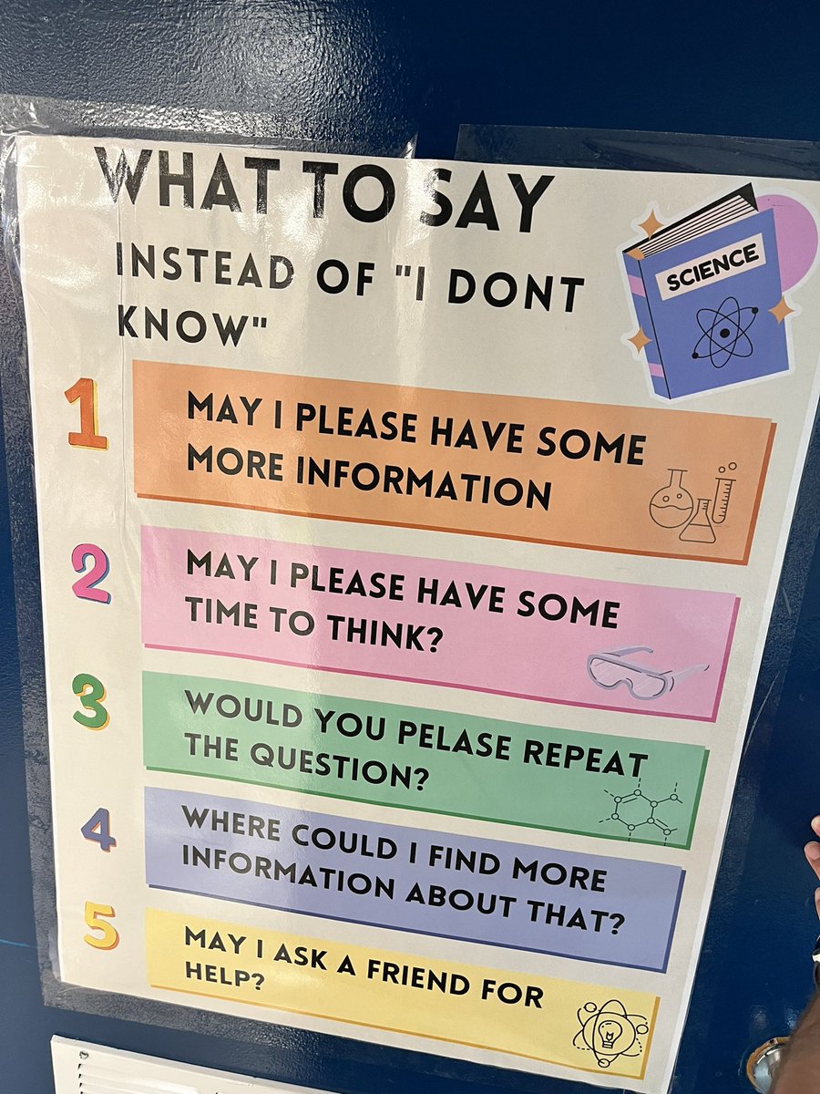 Teacher2Teacher (@teacher2teacher) on Twitter photo What's your favorite way to get Ss to move past "I don't know"?
(📸 via leader <a href="/DrReyRodriguez/">Rey Rodriguez,Ed.D.</a>, spotted in T Ms. Ratliff's class) #TeacherTwitter What's your favorite way to get Ss to move past "I don't know"?
(📸 via leader <a href="/DrReyRodriguez/">Rey Rodriguez,Ed.D.</a>, spotted in T Ms. Ratliff's class) #TeacherTwitter