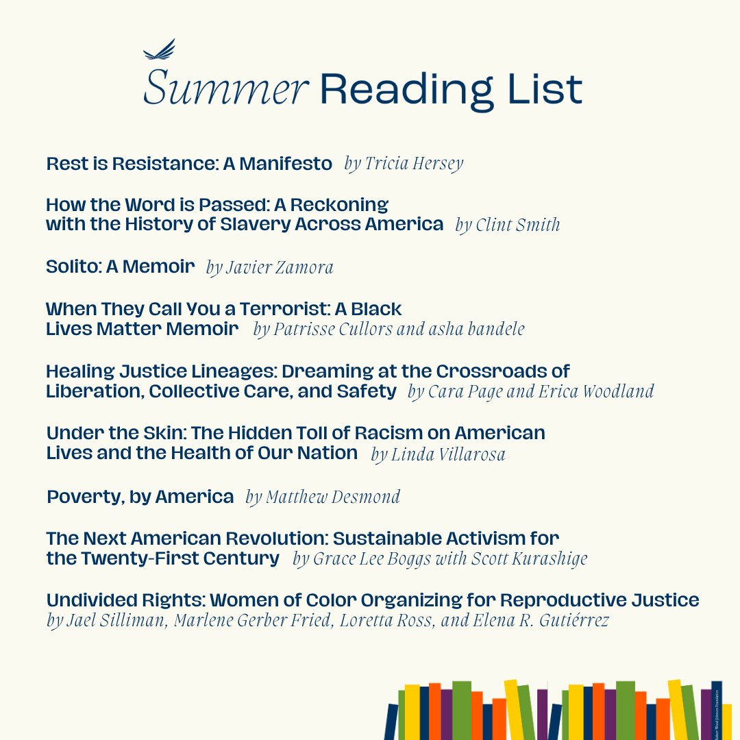 The @RWJF Summer Reading list for 2023. Pick up a copy, check out an audiobook from your local library, or borrow a dogeared copy from a friend, then let us know which book you read and what you took away from it.