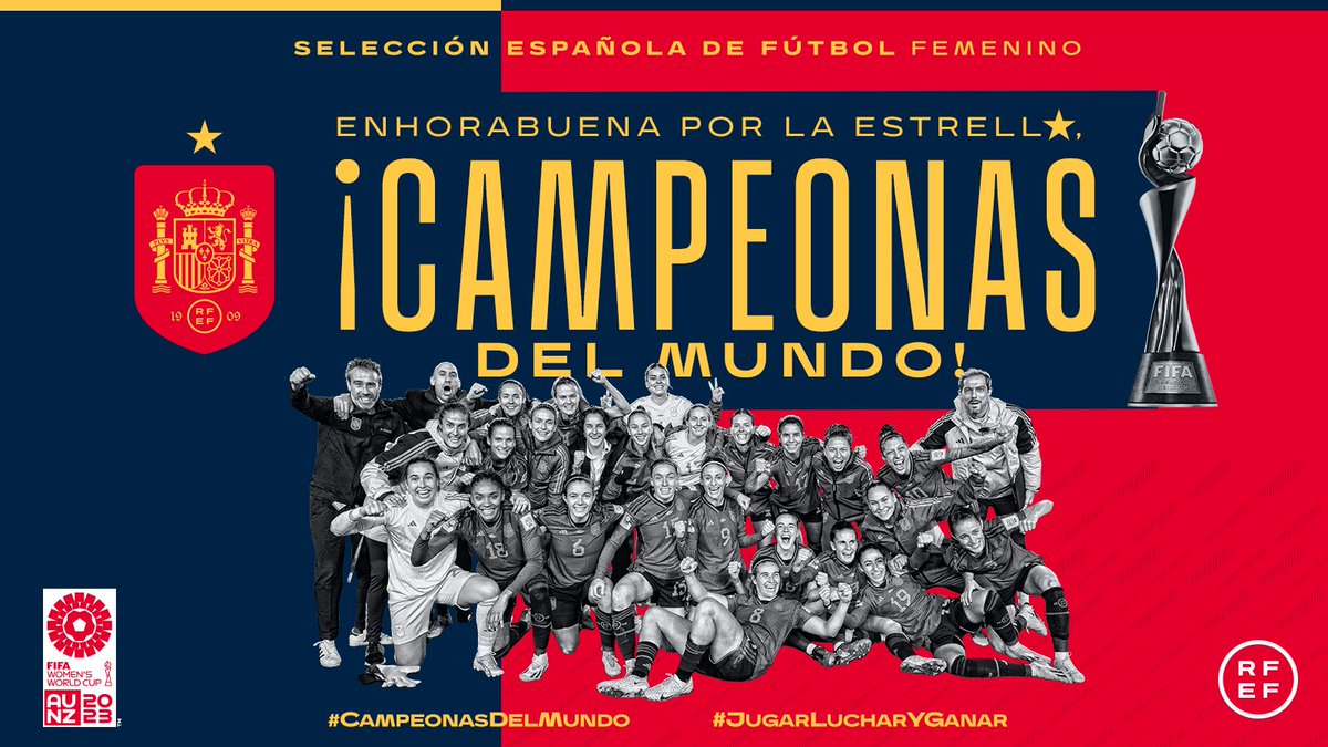 Carlos Marchena (@marchenaoficial) on Twitter photo ¡¡Qué orgullo de Selección!!
Felicidades a la <a href="/SEFutbolFem/">Selección Española Femenina de Fútbol</a> por lograr el Campeonato del Mundo. ¡Habéis hecho historia! Tras un torneo vibrante cargado de esfuerzo y sacrificio, os habéis convertido en referentes para todo nuestro país.
¡Enhorabuena, CAMPEONAS! 🇪🇸⭐️🌍 ¡¡Qué orgullo de Selección!!
Felicidades a la <a href="/SEFutbolFem/">Selección Española Femenina de Fútbol</a> por lograr el Campeonato del Mundo. ¡Habéis hecho historia! Tras un torneo vibrante cargado de esfuerzo y sacrificio, os habéis convertido en referentes para todo nuestro país.
¡Enhorabuena, CAMPEONAS! 🇪🇸⭐️🌍
