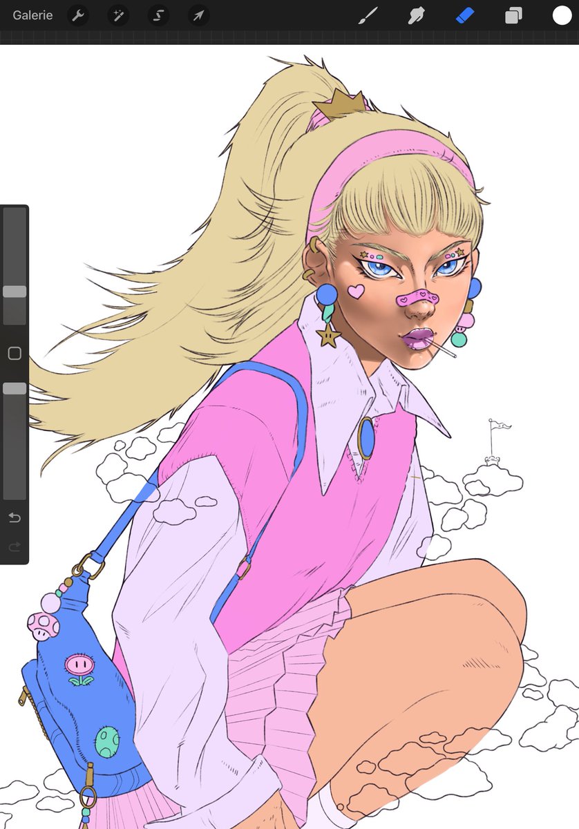 LucaStenzel's tweet photo. #wip @Procreate #illustration #peach #nintendo https://t.co/DUdhQR5qJ9