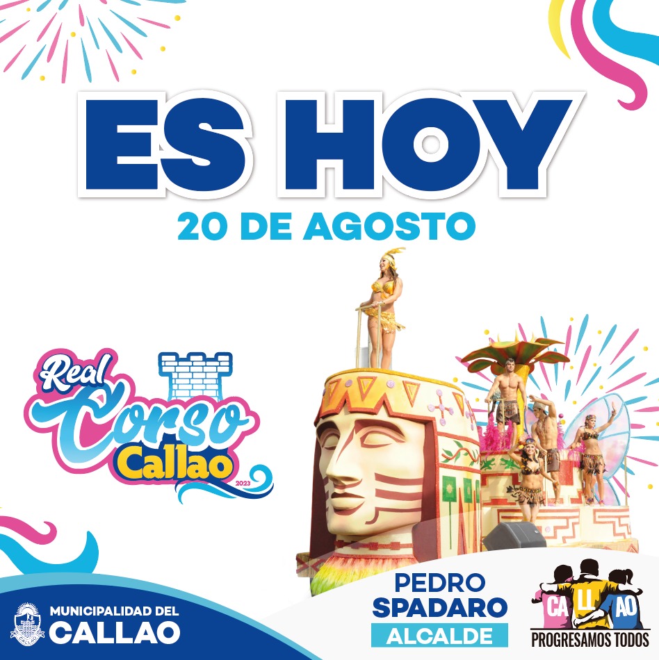 municallao's tweet photo. ¡HOY ES EL #REALCORSOCALLAO!
Más de 2,000 artistas, carros alegóricos, comparsas, fuegos artificiales... Una fiesta total por el #aniversario 187 del #Callao.
Ven con tu familia y sé parte de este espectacular evento totalmente GRATIS que será en toda la Av. Sáenz Peña. https://t.co/WEaXCaXyoS