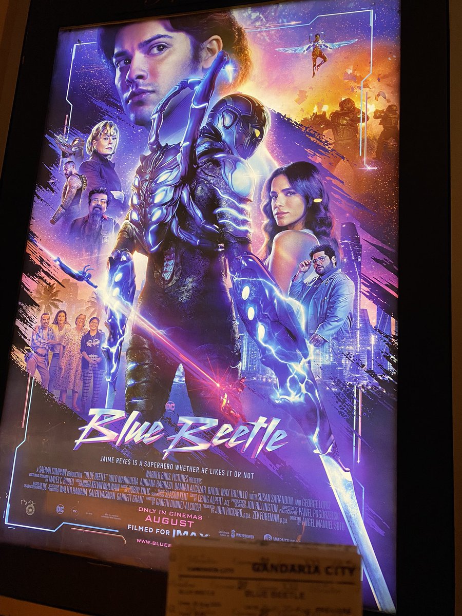 Just finished #BlueBeetleMovie surprisingly #BlueBeetle quite good, a fun, light hearted family popcorn flick movie. The cast is good, some of the family part a bit to much, but overall is a decent family superhero movie. #dcu