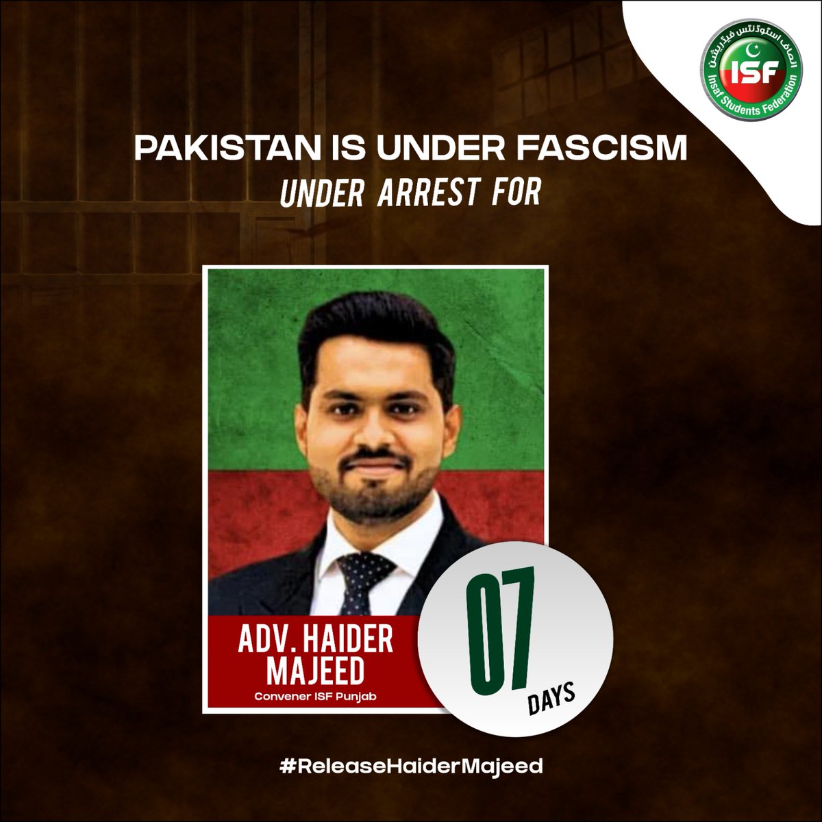 HaroonKiyani20's tweet photo. #ReleaseHaiderMajeed https://t.co/vSwM9rDAXf
