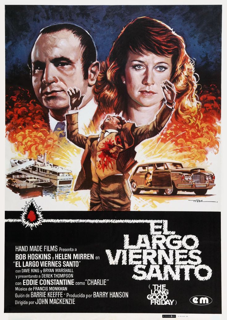 Spanish film poster for #TheLongGoodFriday (1980 - Dir. #JohnMackenzie) #BobHoskins #HelenMirren #PaulFreeman #PierceBrosnan #EddieConstantine