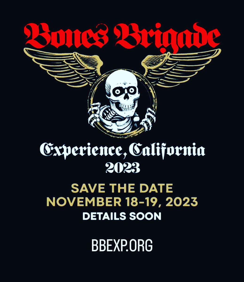'Bones Brigade Experience' 11/18 and/or 11/19 @peraltastacy @tonyhawk @MikeMcGill_ @rodneymullen @stevecaballero @LanceMountain @tommyguerrero @gapbones Go to bbexp.org for more information.