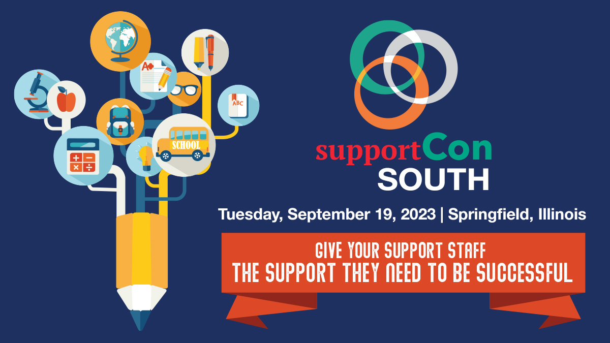 IllinoisASBO's tweet photo. Learn best practices and connect with your peers at SupportCon South in Springfield on Tuesday, September 19. This day conference is for every role the educational support professional plays!

Don't delay, register today at https://t.co/nL29JwKanG
#IASBO
#InvestIgnite
#SupportCon https://t.co/t7WT4FbsDc