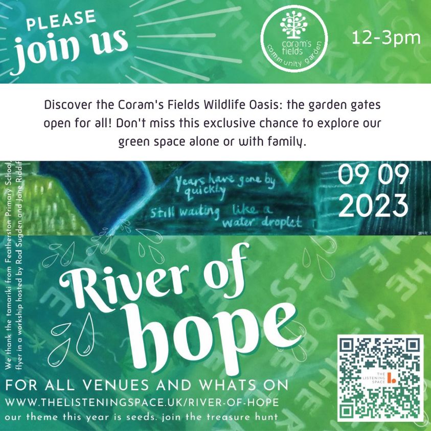 Join us at Coram's Fields Wildlife Garden Collect fresh veggies, nurture seeds and bee farms, and witness Wild Flower activation. Exclusively for attendees without children, access via Mecklenburgh Pl entrance #CoramsFieldsWildlifeGarden #NatureNurtures #GreenOasis #Riverofhope