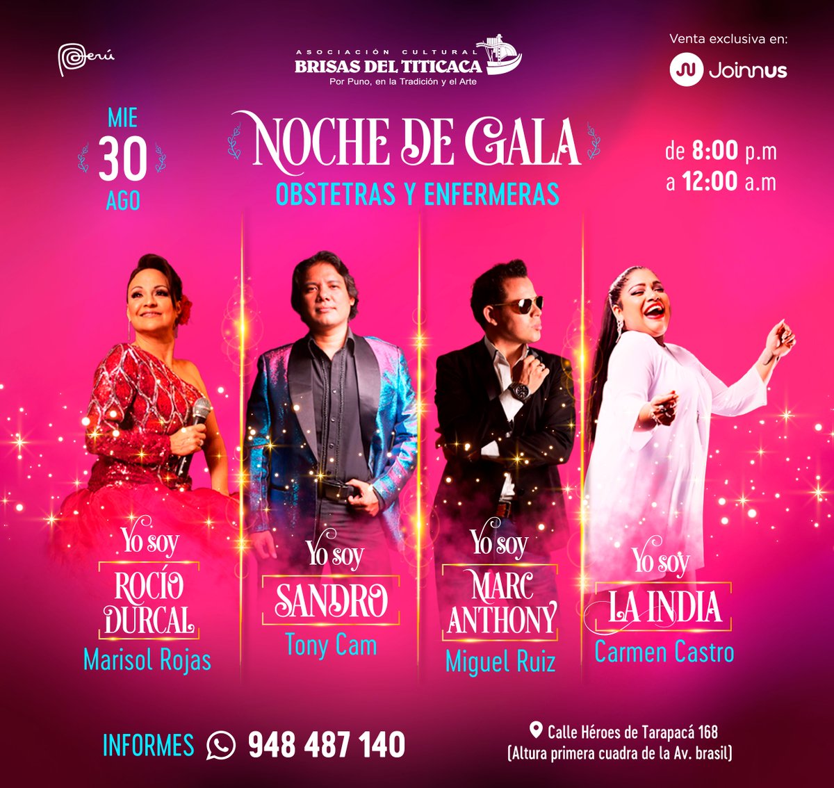 #NocheDeGala #Obstetras y #Enfermeras, una noche mágica, llena de música, emoción, aplausos y gratitud! 
Venta de Entradas en Joinnus
bit.ly/47phfSi 
Ver Evento
fb.me/e/1f5TLZgrG
Informes
wa.me/51948487140
#BrisasDelTiticaca