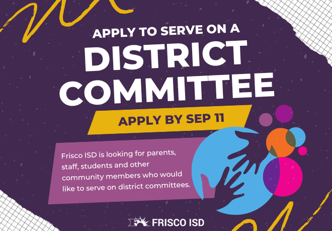 Did you know you can influence change in FISD by joining a District Committee? Applications open on August 28. Visit ow.ly/JwTy50PA8gj to learn more about the various options available to you! #FISDElevate