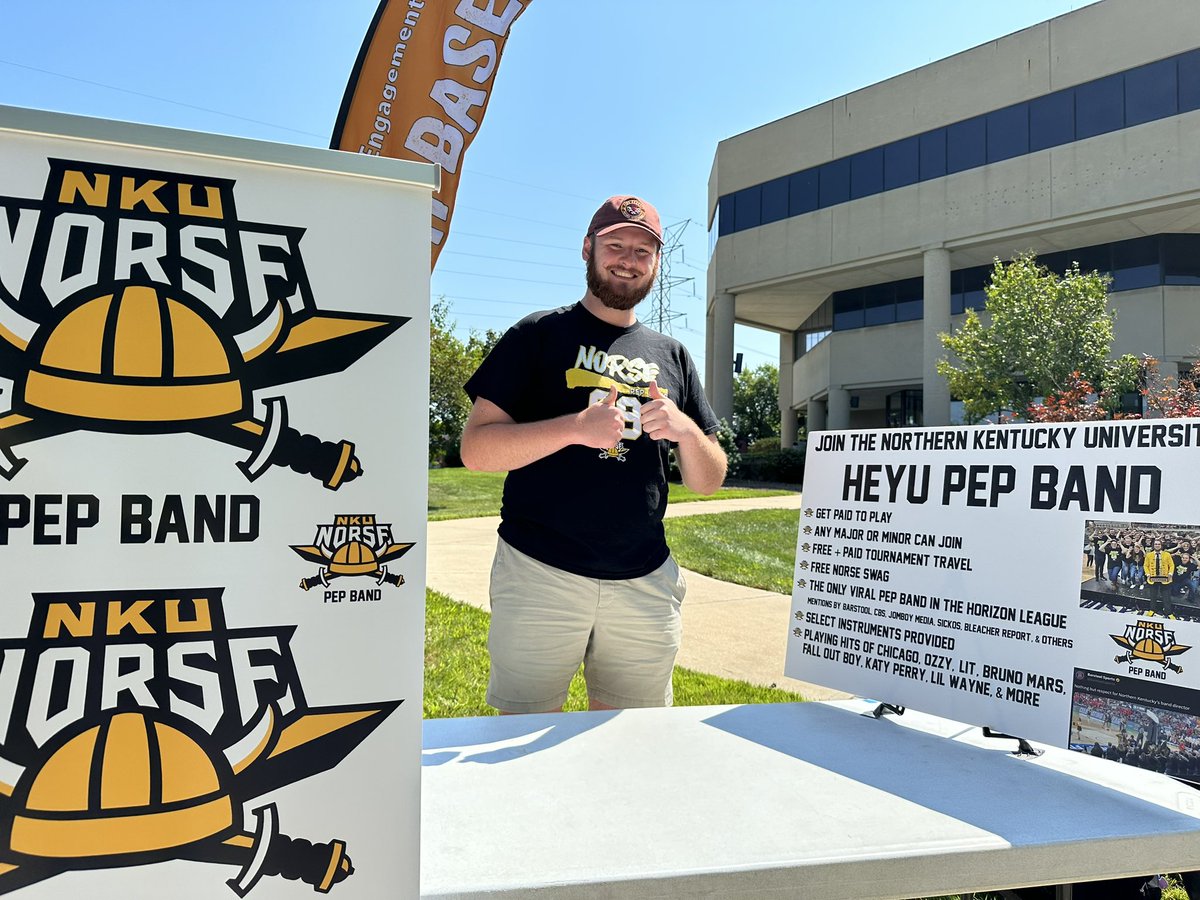 NKUHeyUPepBand's tweet photo. Come see us! Right in front of @nkucob! #NorseUp #FreshFusion #HeyUPepBand https://t.co/5ytc7uDY80