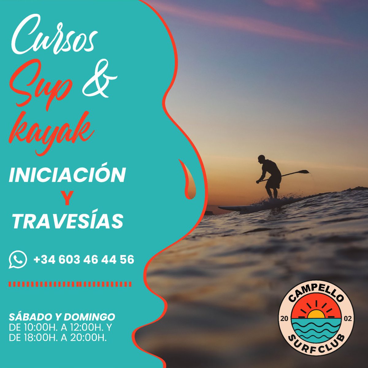 Este sábado día 🔆18 y domingo día 🔆19. Tenemos: cursos y travesías de paddel surf y kayak 🛶 de 10:00h. a 12:00h. y de 18:00h. a 20:00h. 

Alquiler y venta de material de 10:00h. a 14:00h. y de 17:00h. a 20:00h.

#kayak #standuppaddle #surfelcampello #elcampellosurf #elcampello