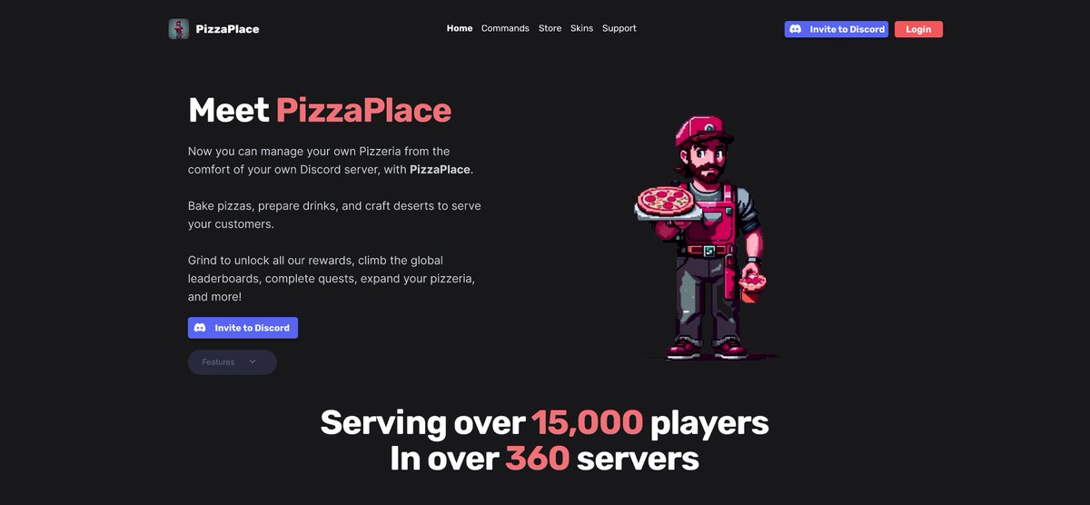 codeize's tweet image. this is my 'toy' demo for my idea for @_nightsweekends (@_buildspace), pizzaplace. it's a game bot for discord.
i tried my hand at web design this week, and i'm pretty happy with the end results!