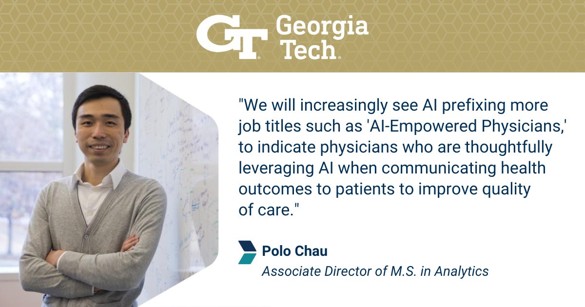 Associate Director of the Master of Science in Analytics, @PoloChau, weighed in on 'The Human Side of Automation' and explained that “many jobs and careers are being reshaped as AI advances.” Read More: b.gatech.edu/455lNeX