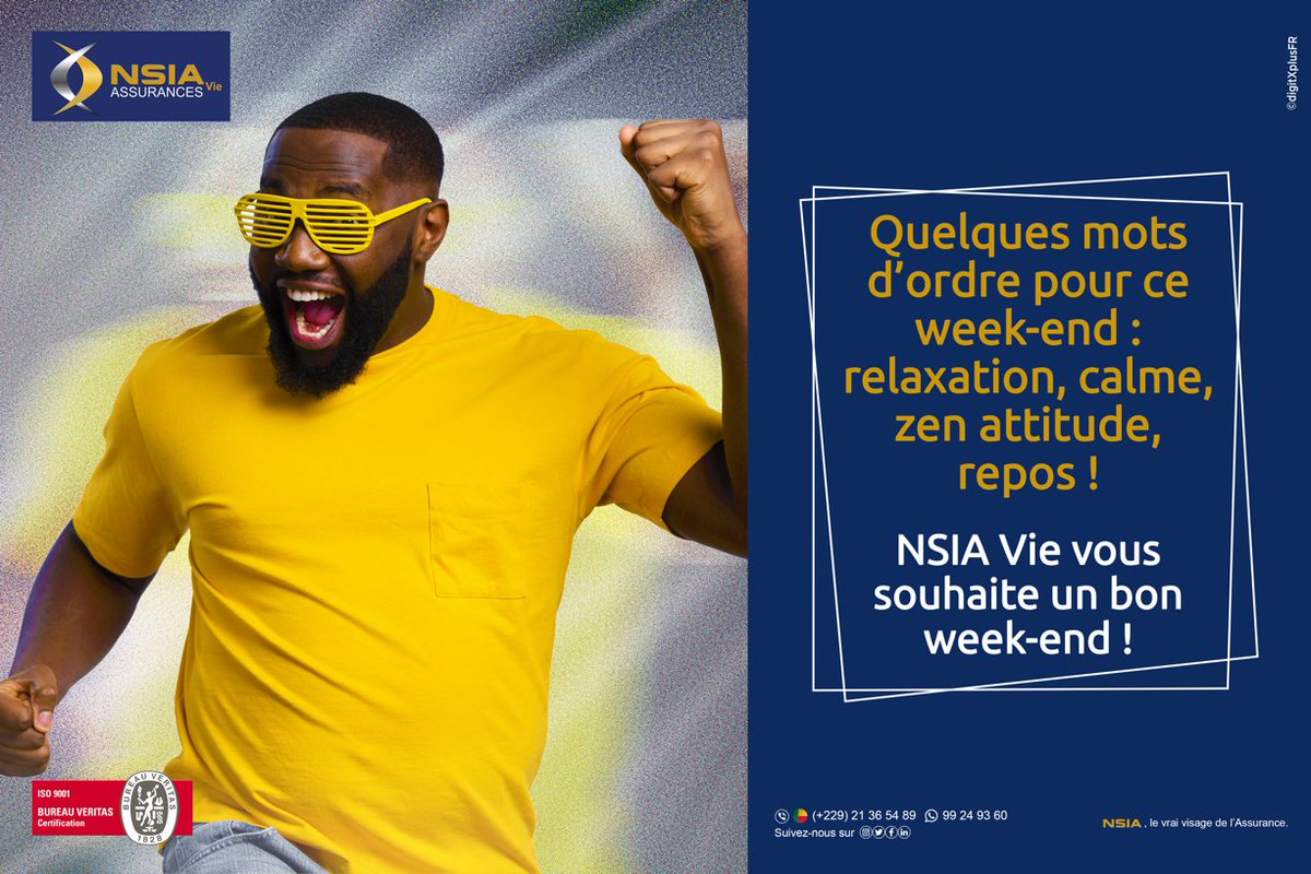 nsia_vie's tweet photo. Quelques mots d’ordre pour ce week-end : relaxation, calme, zen attitude, repos ! 

NSIA Vie vous souhaite un bon week-end !

NSIA le vrai visage de l’assurance.

#NSIAVieAssurances
#GroupeNSIA #Waxeho https://t.co/5yY10SX0AW