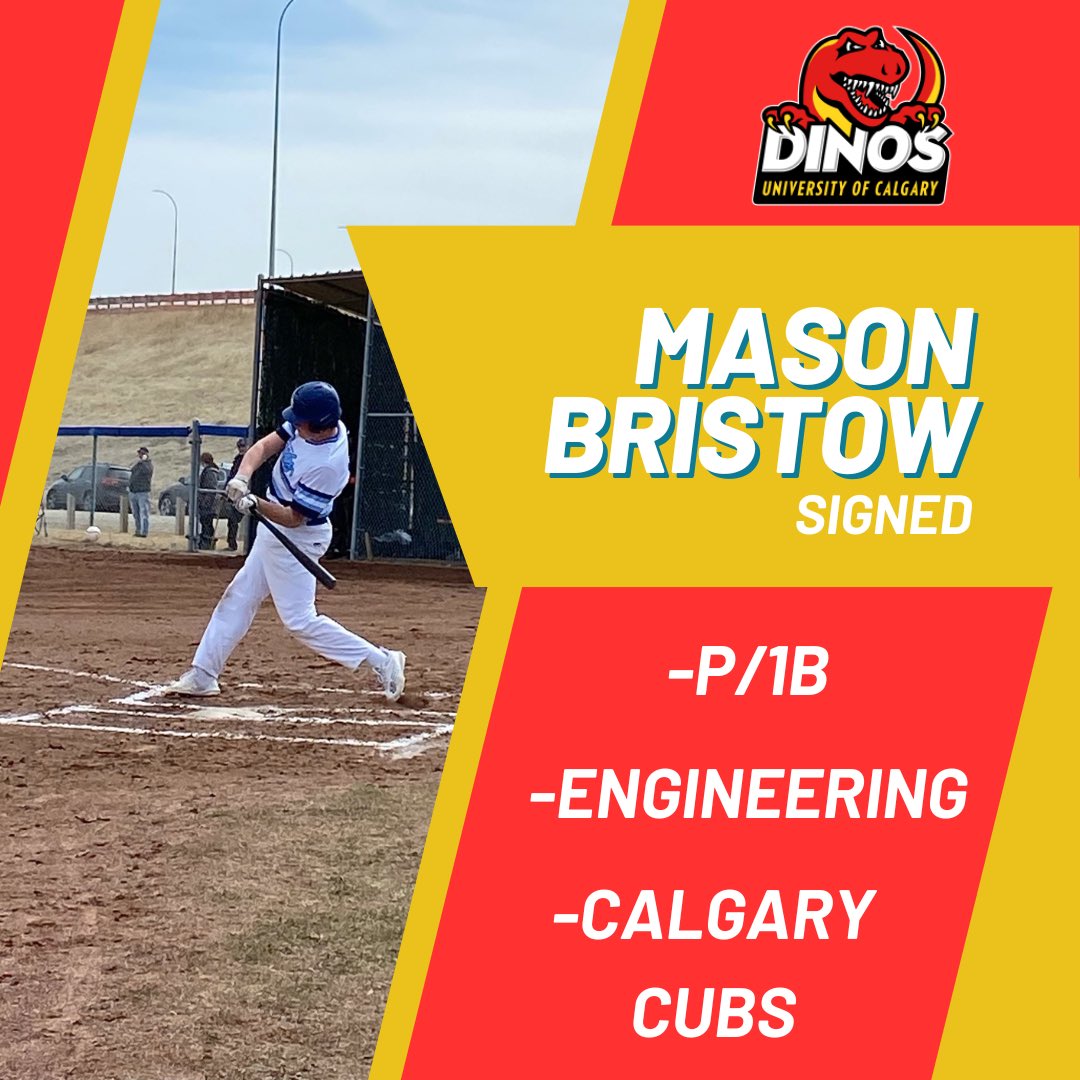 DinosBaseball's tweet image. 🚨🚨 Commitment Alert 🚨🚨

Please welcome Calgary native, Mason Bristow to the Dinos family! 

Mason is entering @SchulichENGG &amp;amp; comes to us from the @CubsBaseballYYC program after having a great season in the @BAEliteLeague 

Welcome, Mason!

#dinosbsbl #canadasleague