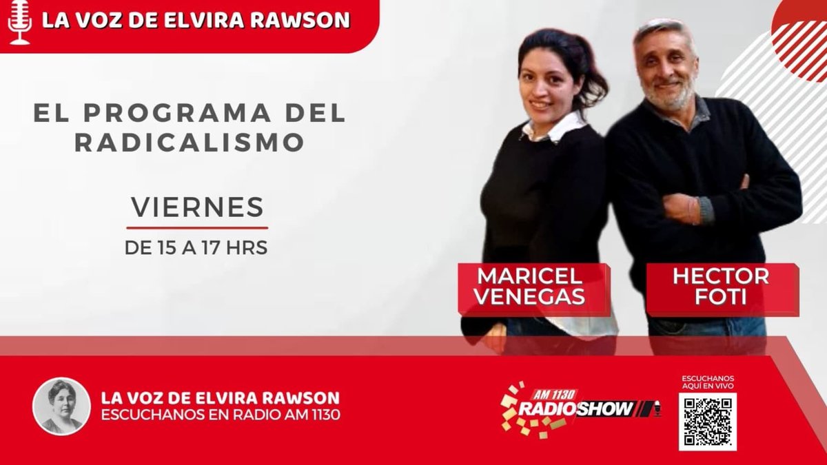 Hoy como todos los viernes <a href="/ElviraVozde/">La Voz de Elvira Rawson</a> ,actualidad, deportes, invitados <a href="/hernan_najenson/">Hernan Najenson</a> <a href="/ateneorecoleta/">Ateneo de la Recoleta Elvira Rawson</a> <a href="/ateneodepalermo/">Ateneo de Palermo Elvira Rawson</a> <a href="/EspacioCulER/">Espacio Cultural Elvira Rawson</a> <a href="/Elviratech_/">Elviratech</a> <a href="/ElviraDeportes/">Elvira Deportes</a> <a href="/huellitaselvira/">Huellitas en el Elvira</a> <a href="/jrlaelvira/">Juventud Radical La Elvira</a> <a href="/radicalesxarg/">Radicales x Argentina</a> <a href="/UCRCapital/">UCR CABA</a>