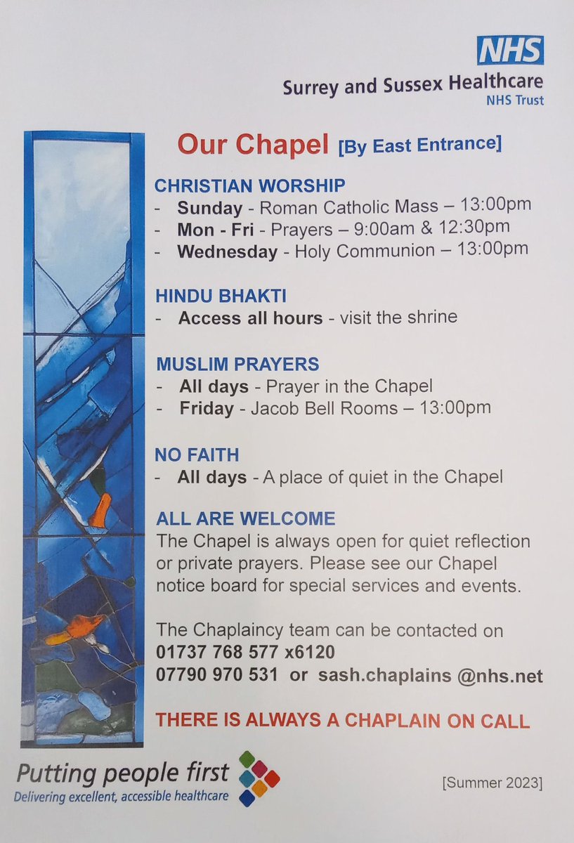 SASH Chaplaincy Team (@sashchaplaincy) on Twitter photo We know that our hospital <a href="/sashnhs/">SASH NHS Trust</a> continues to be busy despite summer holidays! Our Chapel is always open for you - patients, visitors or staff- and we are here for you as well! We know that our hospital <a href="/sashnhs/">SASH NHS Trust</a> continues to be busy despite summer holidays! Our Chapel is always open for you - patients, visitors or staff- and we are here for you as well!