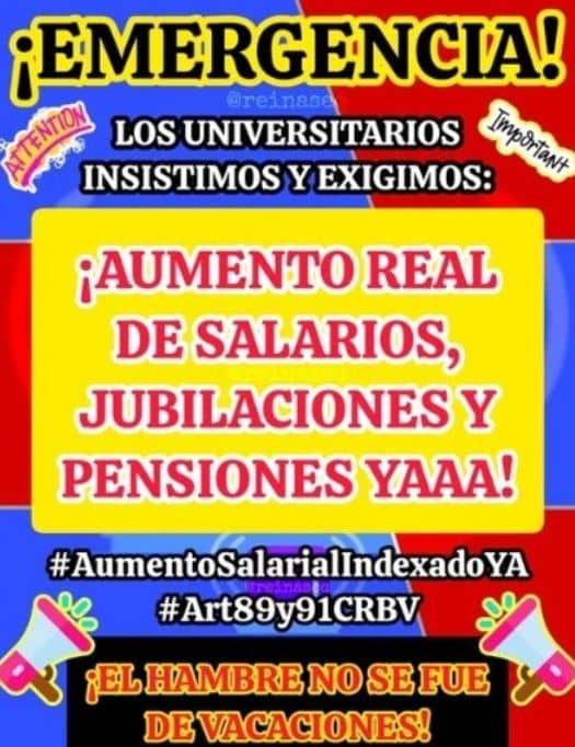 EudomarioA's tweet photo. Más de 500 días sin un ajuste de sueldos y salarios, hace de la vida de los universitarios una verdadera tragedia. Ya basta Maduro!!! https://t.co/fF5c8b0d5P