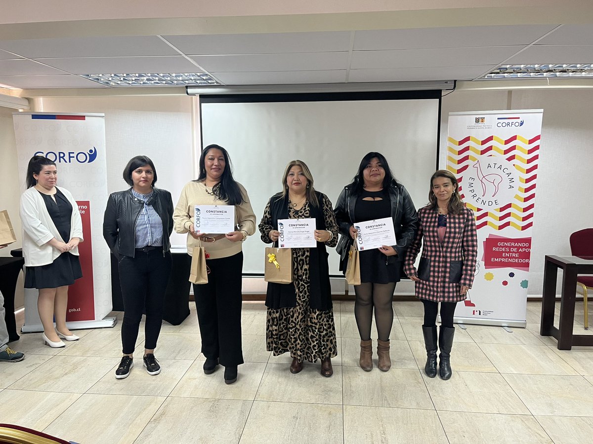 CorfoAtacama's tweet photo. Tras 10 meses de trabajo, finaliza “Atacama Emprende”, iniciativa de la línea Viraliza de @Corfo ejecutada por la @usantamaria Este programa de formación estuvo dirigido a emprendimientos liderados por mujeres de las comunas de Copiapó y Caldera. https://t.co/wwWHR0QBri