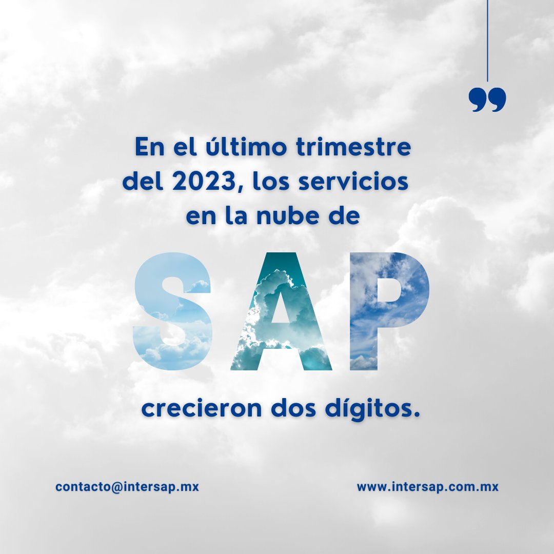 IntersapM's tweet photo. ¡Llega a las nubes con tu negocio!
Con SAP en la nube implementarás un sistema asequible y listo para integrar todos tus procesos en un solo sistema.
 
Solicita aquí más información:

contacto@intersap.mx https://t.co/h8HcYCZoD6