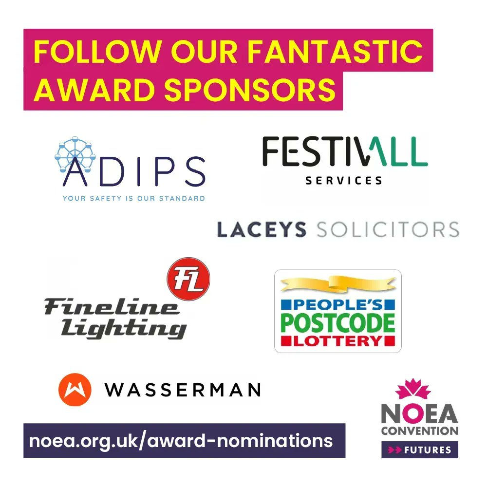 🌟 Shining a spotlight on our fantastic #NOEAawards sponsors this #FollowFriday! 🏆 Your support makes exceptional events possible, and we're truly grateful. 🎉 #EventExcellence 
<a href="/Adips_tweets/">ADIPS_tweets</a> 
@festivallserv 
<a href="/Finelinelights/">Fineline Lighting</a> 
<a href="/Laceyssolicitor/">Laceys Solicitors</a> 
<a href="/PostcodeLottery/">Postcode Lottery</a>
@Wasserman