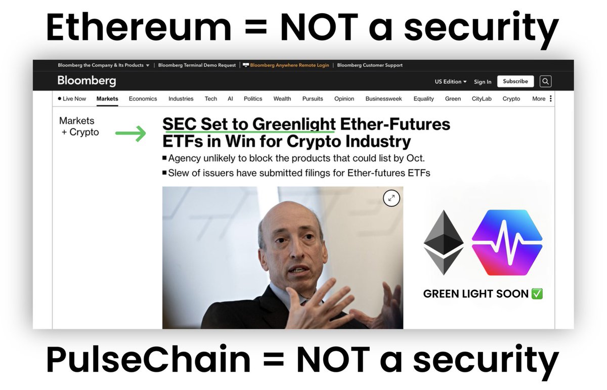 BREAKING: #PulseChain is NOT a security 

Ethereum is about to the green light by the SEC. The same regulatory framework will apply for PulseChain IF that happens 

This means that Richard Heart likely will win the case and be right ONCE again 

$HEX
