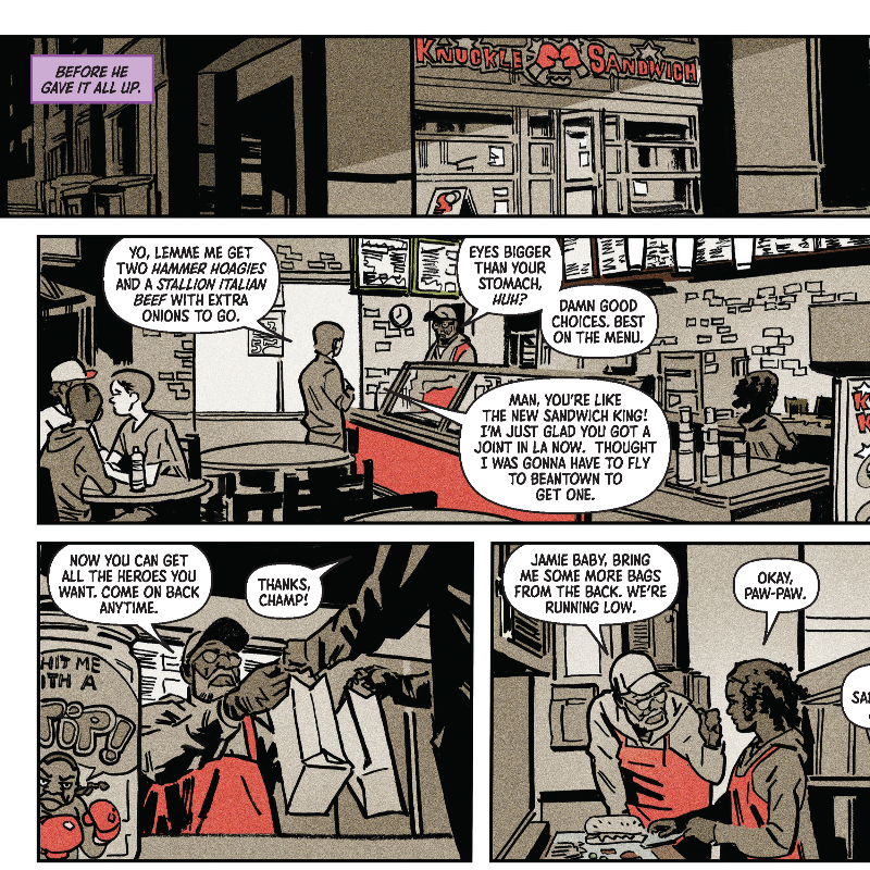 boomstudios's tweet photo. Step into the ring again for this sneak peek at CREED #3, the newest issue from creative director @michaelb4jordan, writers @MorganicInk and @Jaijamison, artists @wiltonarts and @val_delandro, colorists @djcolorscomics and @mlillustration. In comic book shops NEXT WEDNESDAY!