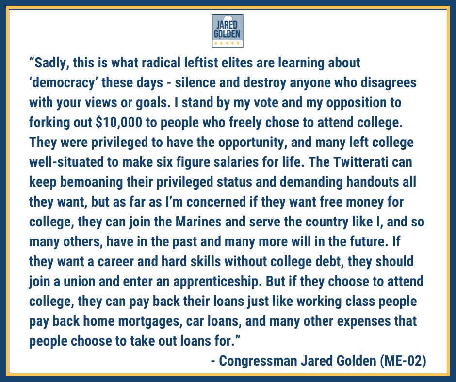 RepGolden's tweet photo. I've always held the opinion that working class Mainers shouldn't foot the bill for someone else's choices. Once again, radical leftist elites prove they don't understand Maine. 
https://t.co/yufUYEEXnu #mepolitics https://t.co/bzL3lPDHEn
