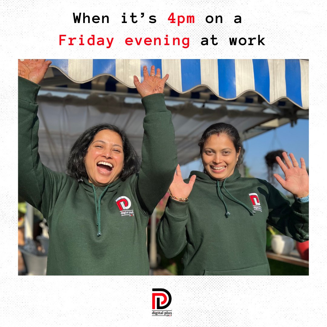 Digitalplus24x7's tweet image. When the clock says it's 4 PM on a Friday.......🎉💃

..

..

#Digitalplus #digitalmarketing #friyay #friday #weekend #marketing #digitalmarketingagency #fun #enjoy #weekendvibes