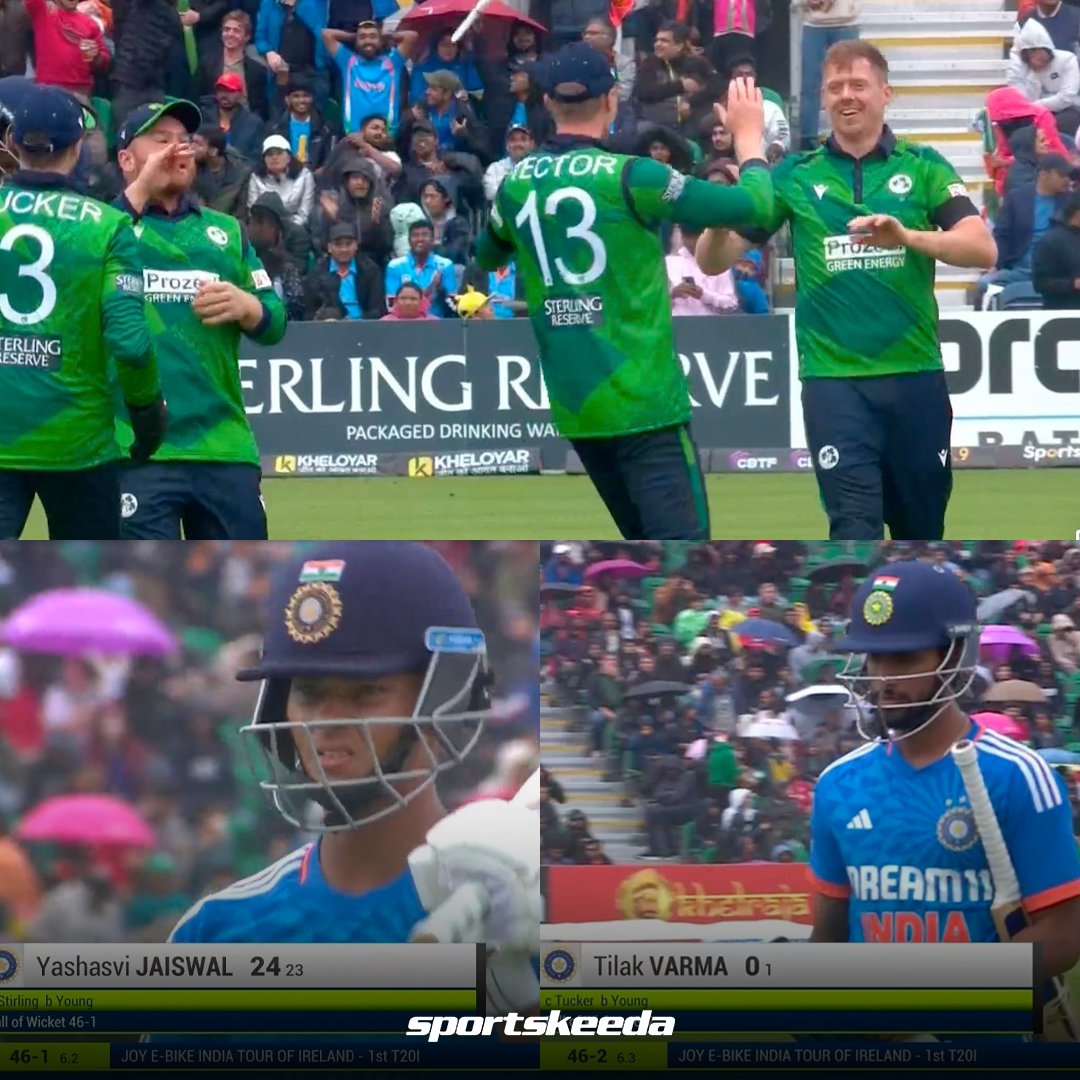 Sportskeeda's tweet photo. Back to back wickets for Craig Young! 🔥
📷: Jio Cinema
#TilakVarma #CraigYoung #IREvIND #SportsKeeda https://t.co/DYJ1axsmkg