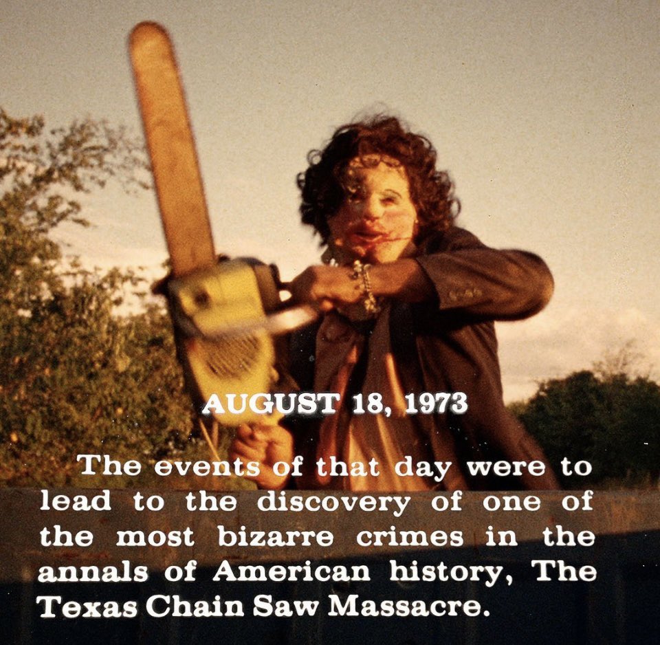 Happy August 18th!

Texas Chainsaw Massacre Day!

 #Horror #HorrorMovies #HorrorMovie #TexasChainsawMassacre #Leatherface #TobeHooper #texaschainsawmassacreday #filmcommunity #horrorcommunity