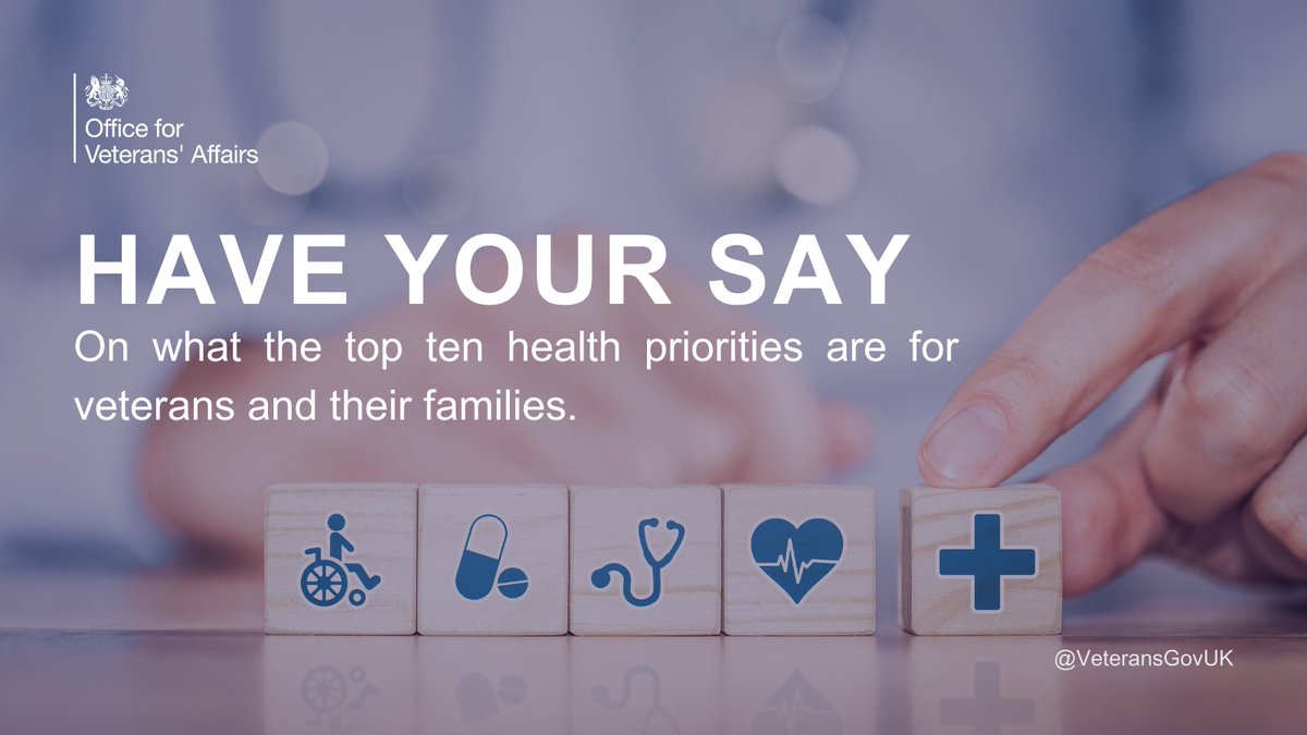 Office for Veterans' Affairs (@veteransgovuk) on Twitter photo We are working with <a href="/LindAlliance/">James Lind Alliance</a> to identify the most important research questions to shape future healthcare for veterans and families.
Have your say 👉 tinyurl.com/4bk4yb8d We are working with <a href="/LindAlliance/">James Lind Alliance</a> to identify the most important research questions to shape future healthcare for veterans and families.
Have your say 👉 tinyurl.com/4bk4yb8d