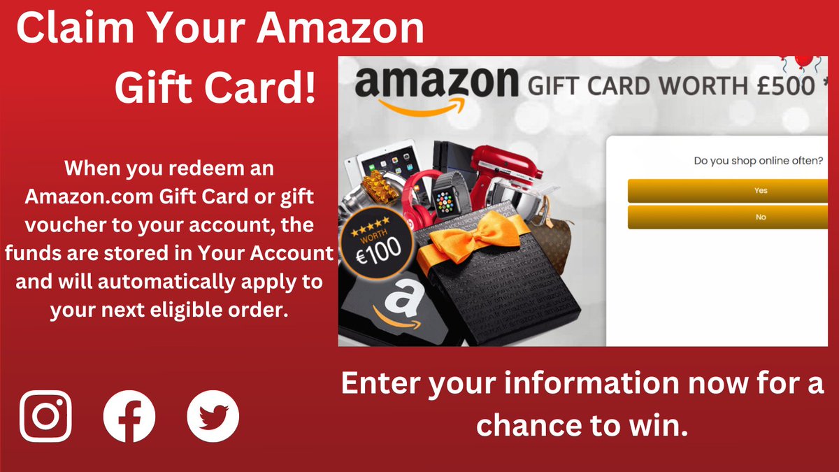 MdShahjalal8659's tweet image. Claim Your Amazon Gift Card!
Enter your information now for a win.
LINK:amazon.com

#amazon #AmazonPrime #amazongift