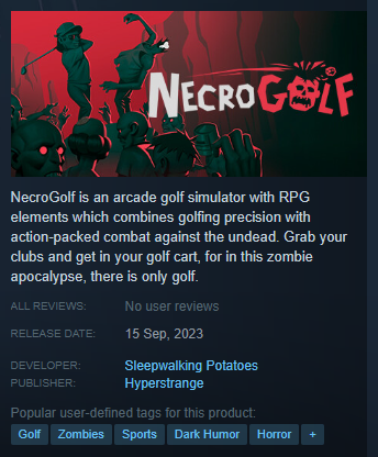 S_W_Potatoes's tweet photo. IT IS OFFICIAL! 
NecroGolf will be out in less than 30 days from now!😃 

➡️Wishlist now to be noticed about the initial release discount: https://t.co/NLFq7oPGI6

#indiegame | #gamedev | #necrogolf | #sleepwalkingpotatoes https://t.co/m81aB29Mgy