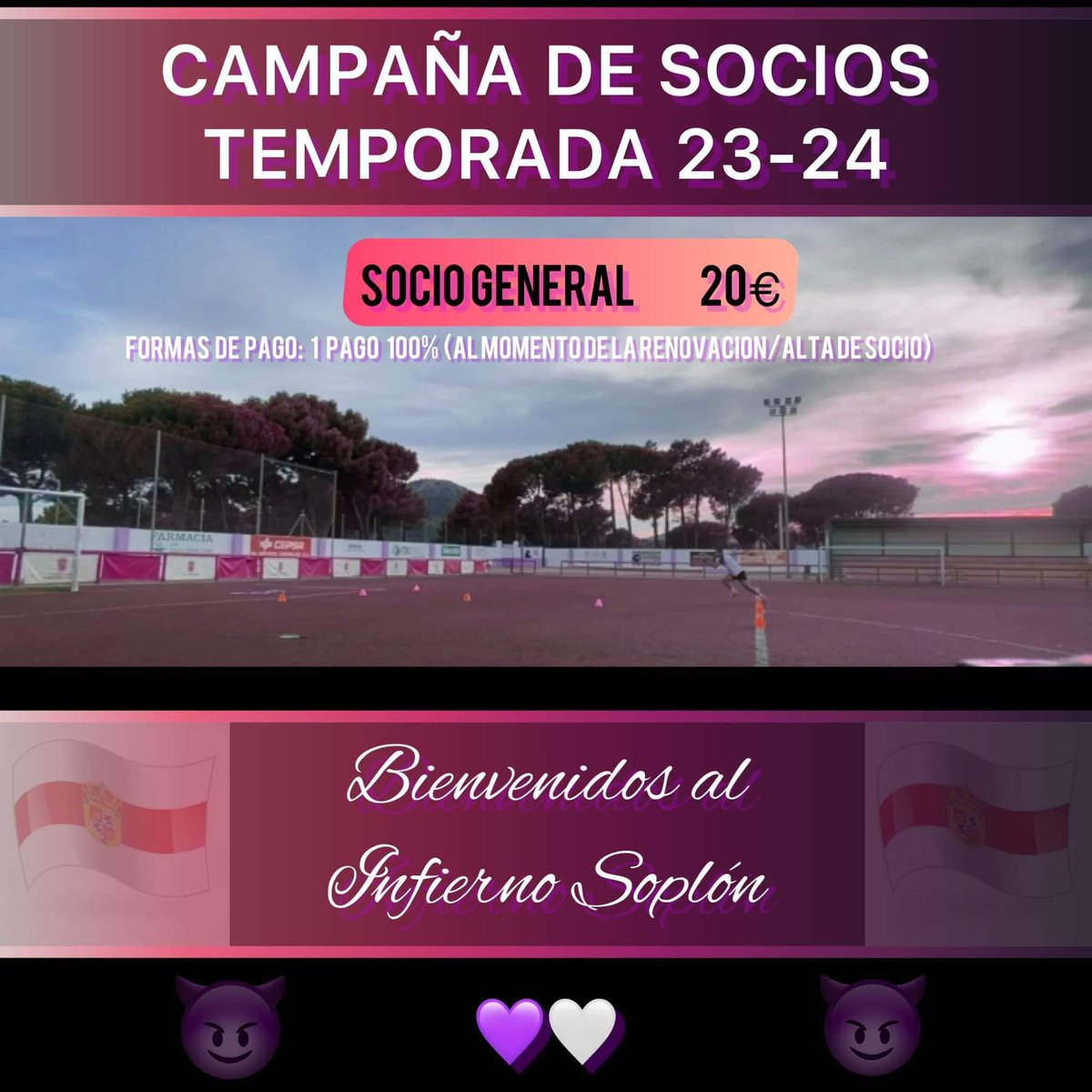 AD_Cadalso's tweet photo. ⚪️SOCIOS AD CADALSO🟣

Este año requiere un esfuerzo por parte de tod@s, será difícil pero seguro que finaliza con alguna que otra alegría 💪🏻

Estamos seguros de que una vez más no vais a fallar 🤍💜 https://t.co/nSLiyZFuZZ