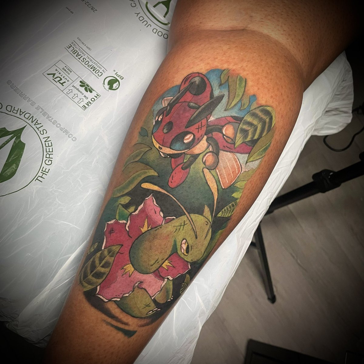 Another Pokémon battle scene tattoo by our owner Cody! This client came to us all the way from London! 🇬🇧