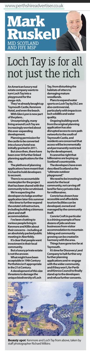 Letter from @markruskell in today’s Perthshire Advertiser